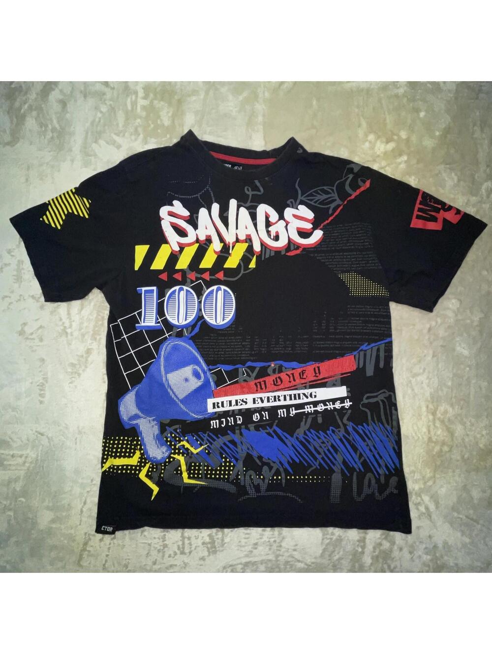 Contender Shirt Mens XL Black Savage 100 Graphic Tee Streetwear Urban Y2K 90s R